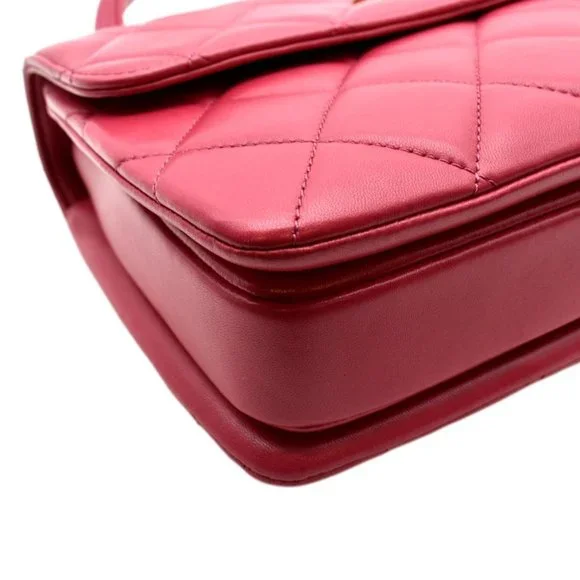 CHANEL  Trendy CC Top Handle Flap Quilted Leather Shoulder Bag Red - Picture 8 of 13